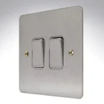 MK Logic Plus 2-Gang Light Switch Brushed Steel