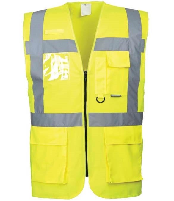 pw303_yel_front Portwest Hi-Vis Executive Vest Large Class 2 EN ISO 20471 - Image 1